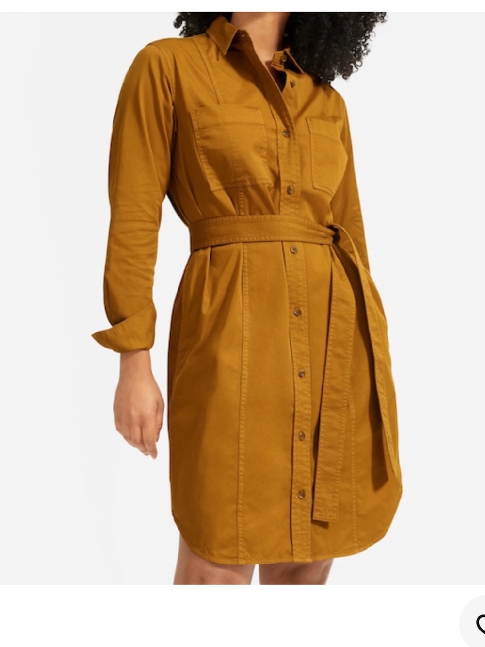 Everlane Mustard Belted Utility Shirtdress